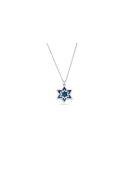 Grand collier étoile de David avec émail, cou familial en argent sterling