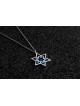 Large Star of David Necklace with Enamel , Sterling Silver Family Neck
