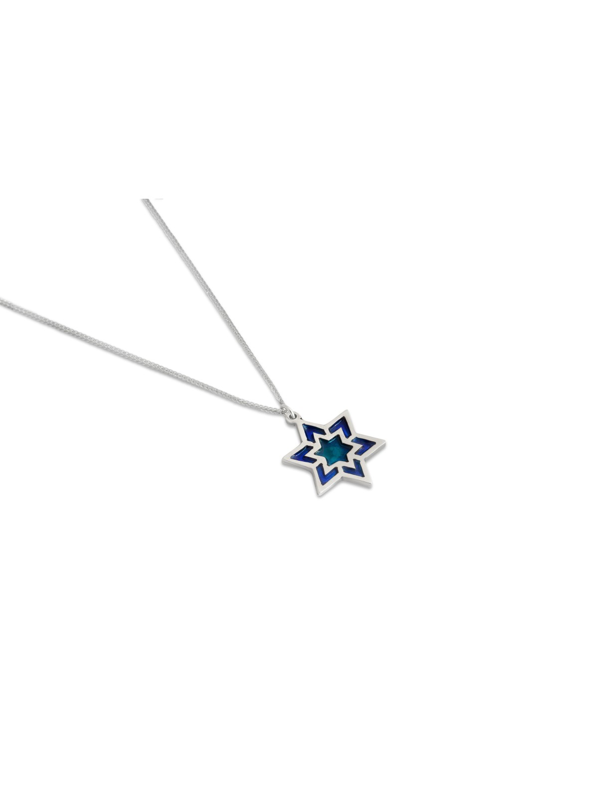 Grand collier étoile de David avec émail, cou familial en argent sterling