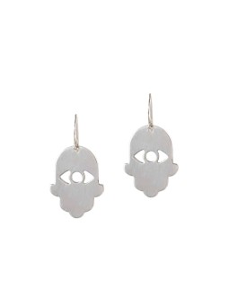 Smooth Hamsa Silver Earrings with Eye , Tu B'Av Gifts , Israeli Judaic