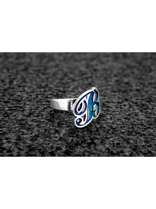 Bague initiale colorée audacieuse et élégante, cadeaux Tu B'Av, israélien