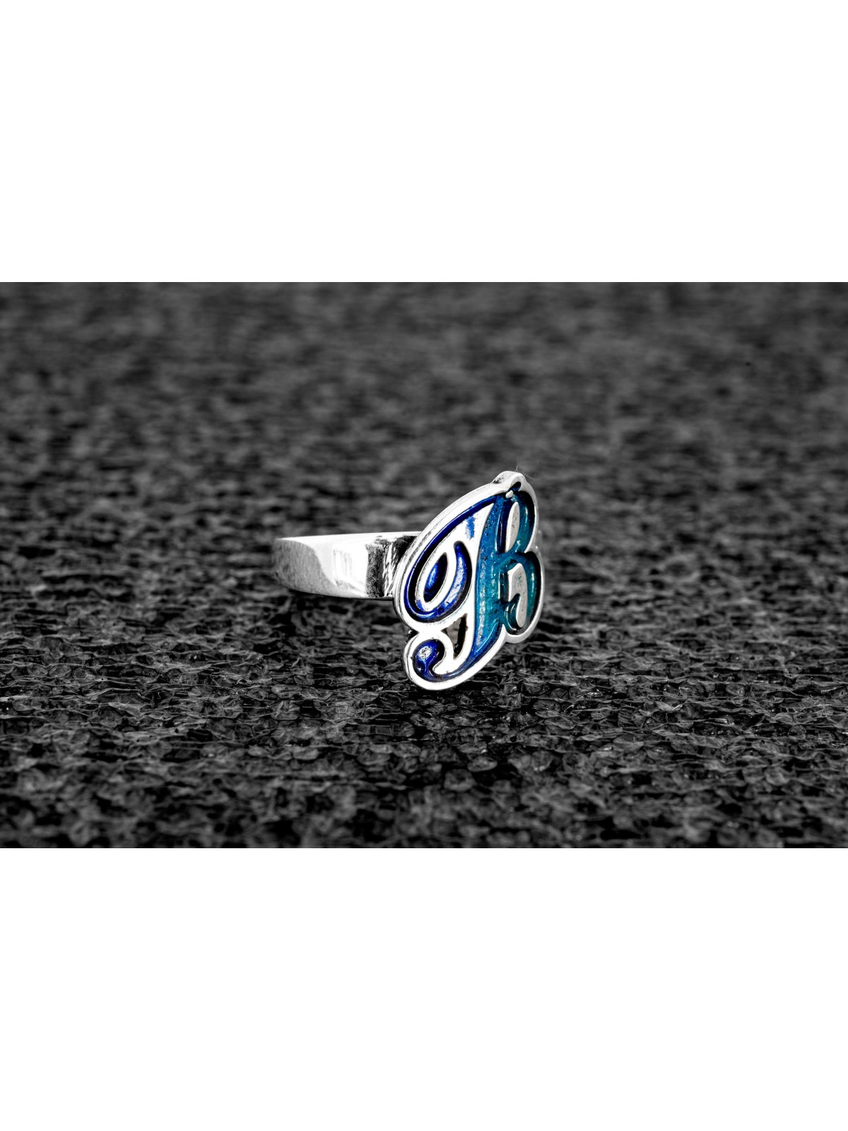 Bague initiale colorée audacieuse et élégante, cadeaux Tu B'Av, israélien