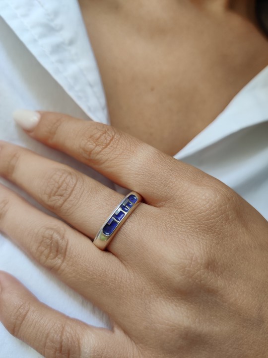 Custom Hebrew Name Enameled Ring , Tu B'Av Gifts , Israeli Judaica