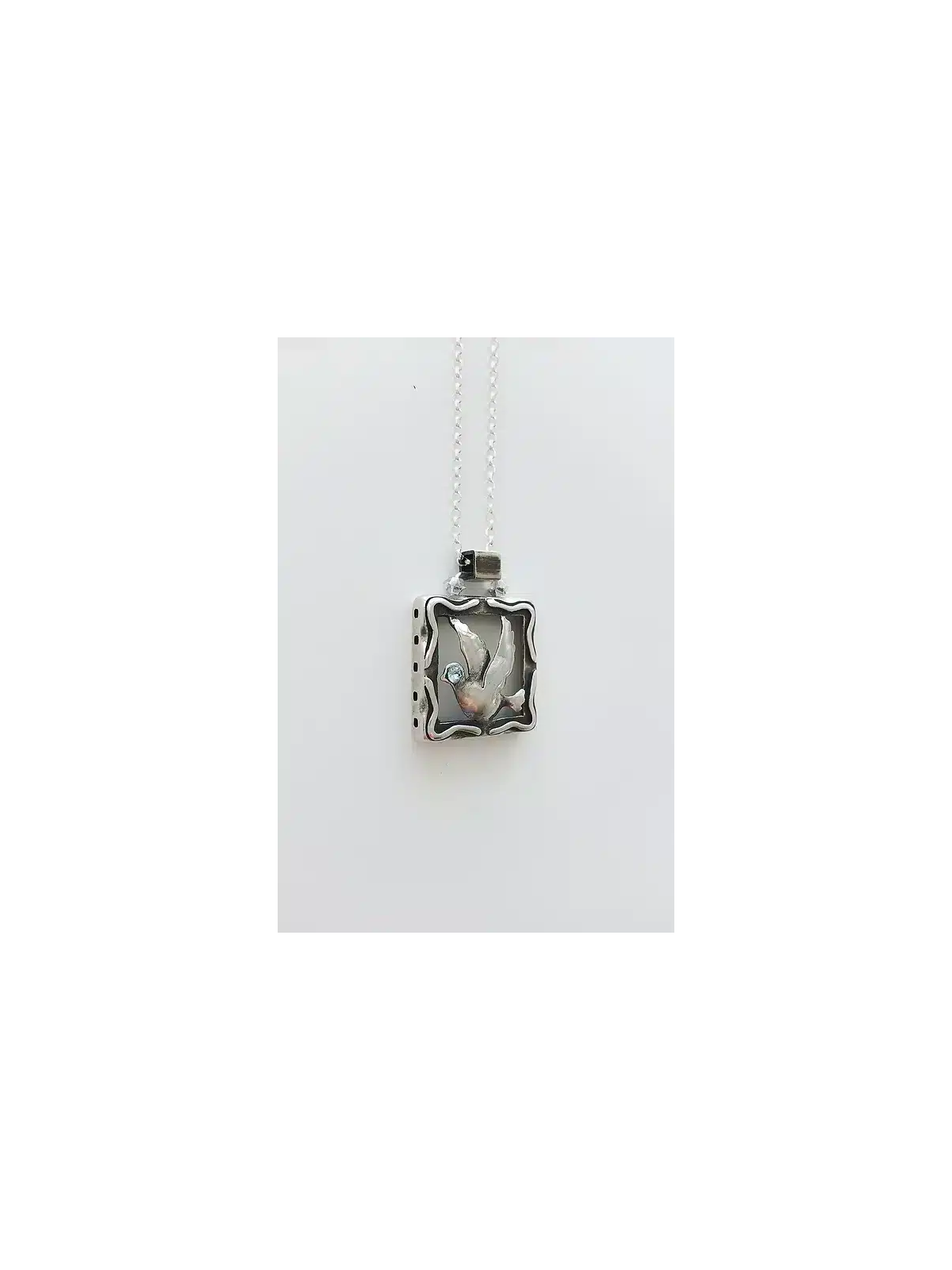 Pendentif colombe en argent sterling carré creux, famille en argent sterling Ne