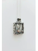 Hollow Square Sterling Silver Dove Pendant , Sterling Silver Family Ne