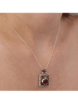 Pendentif en argent sterling grenade carrée découpée, argent sterling F