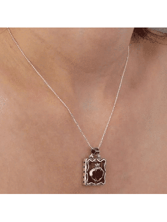Pendentif en argent sterling grenade carrée découpée, argent sterling F