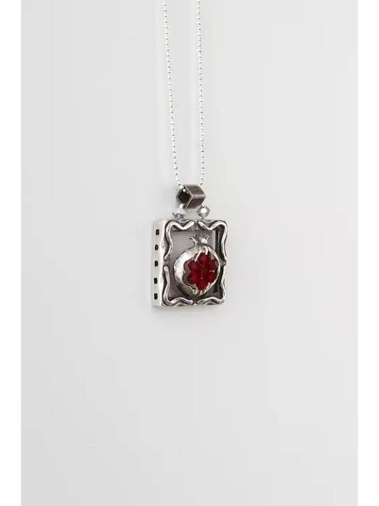 Pendentif en argent sterling grenade carrée découpée, argent sterling F