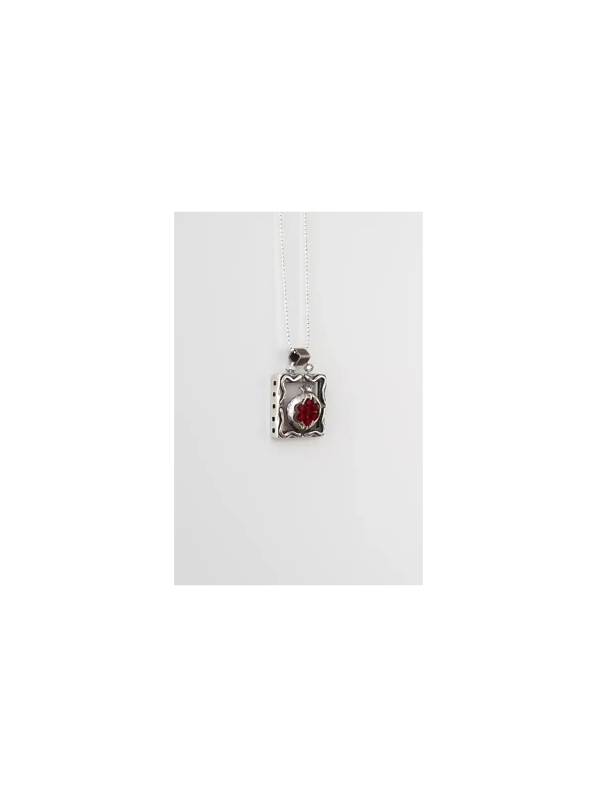 Pendentif en argent sterling grenade carrée découpée, argent sterling F