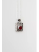 Pendentif en argent sterling grenade carrée découpée, argent sterling F