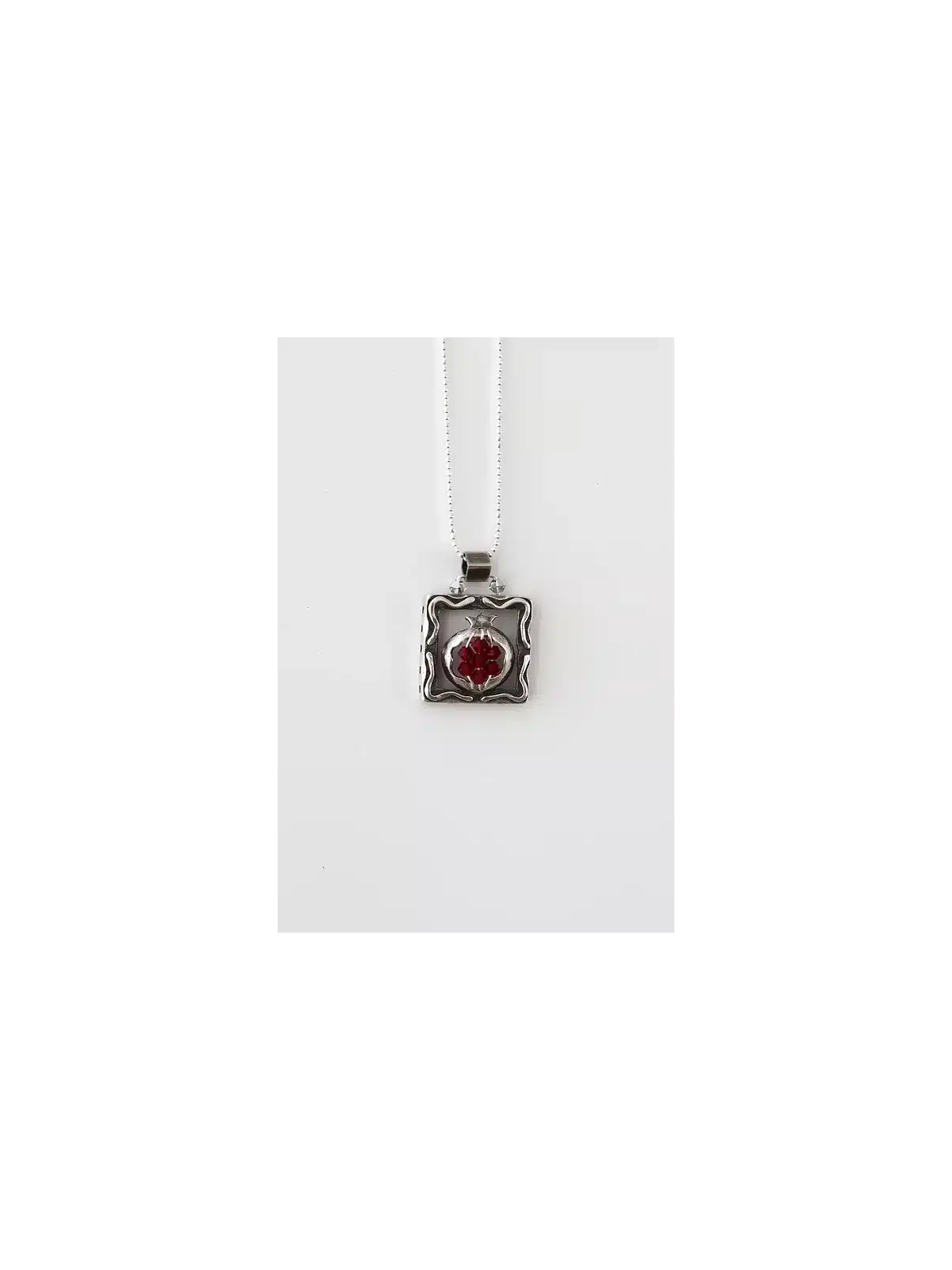 Pendentif en argent sterling grenade carrée découpée, argent sterling F