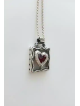Pendentif en argent sterling à cœur carré découpé, famille en argent sterling