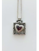 Pendentif en argent sterling à cœur carré découpé, famille en argent sterling