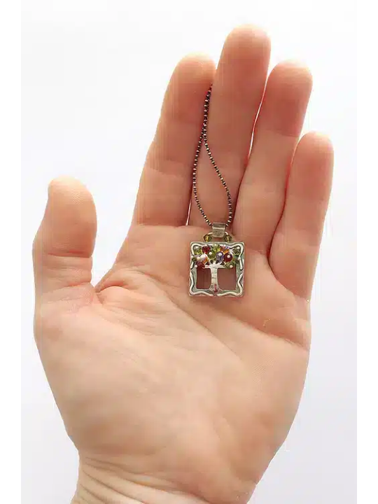 Pendentif spécial en argent sterling Tree Square, famille en argent sterling N