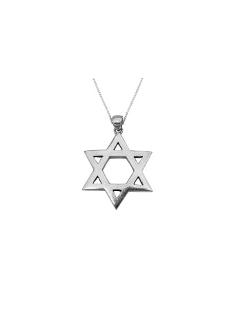 Pendentif étoile de David en argent de grande taille, cou familial en argent sterling