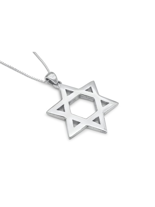 Pendentif étoile de David en argent de grande taille, cou familial en argent sterling