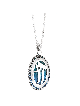 Oversized Vintage Style Blue Enameled Chai Necklac , Jewish Filigree J