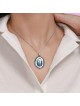Collier Chai émaillé bleu de style vintage surdimensionné, filigrane juif J