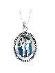 Collier Chai émaillé bleu de style vintage surdimensionné, filigrane juif J