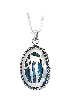 Collier Chai émaillé bleu de style vintage surdimensionné, filigrane juif J
