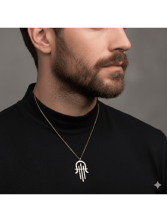 Harpe moderne et élégante surdimensionnée de David inspirée des jambons, bijoux Hamsa, I