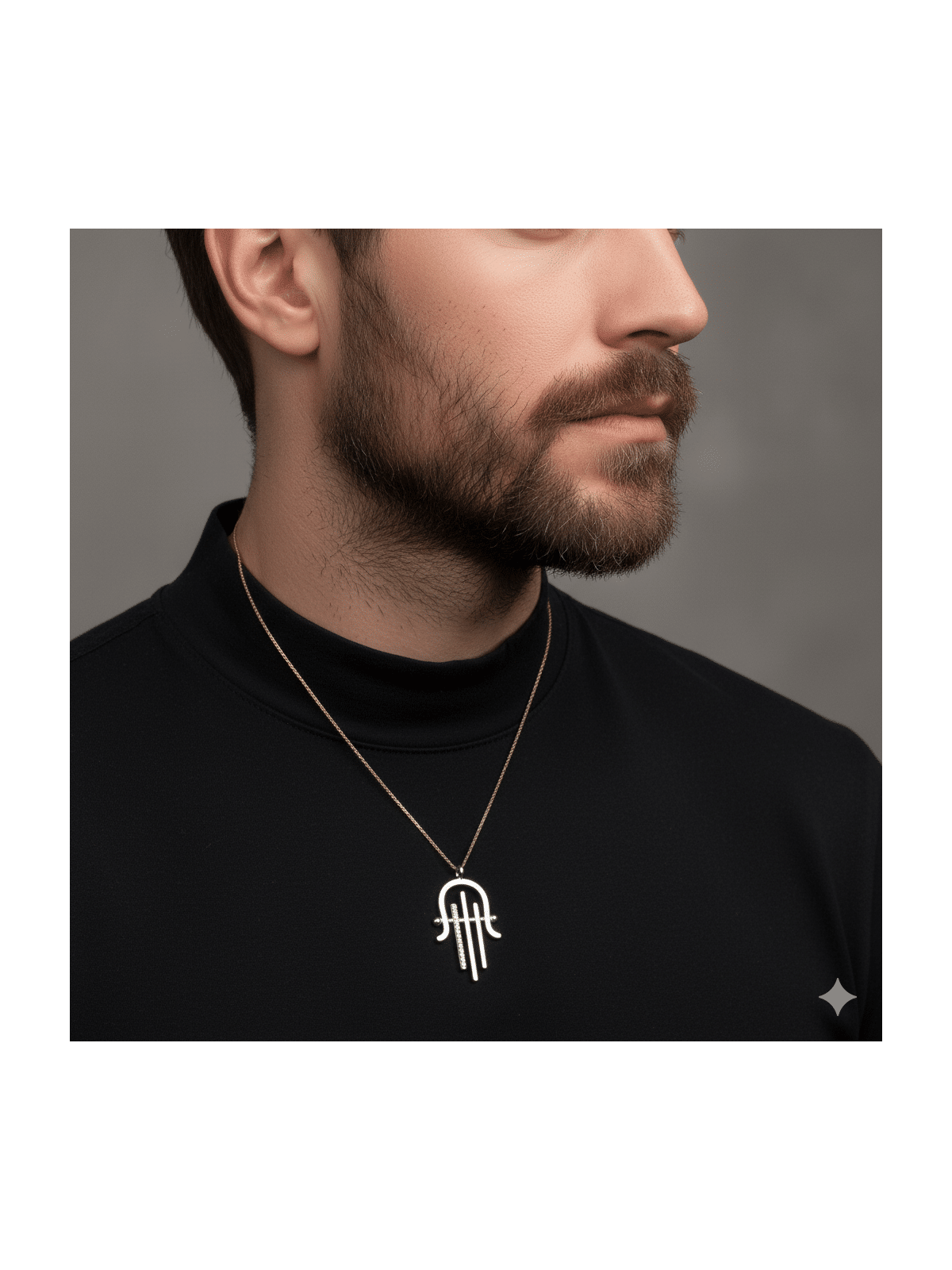 Oversized Modern Sleek Harp of David inspired Hams , Hamsa Jewelry , I