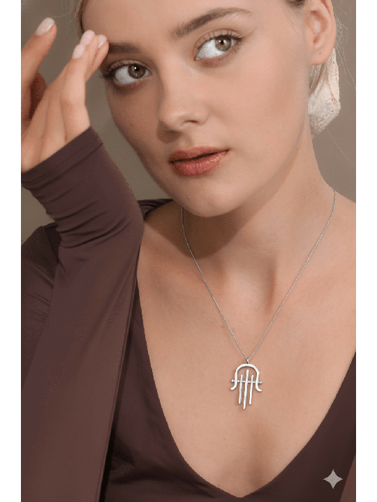 Oversized Modern Sleek Harp of David inspired Hams , Hamsa Jewelry , I