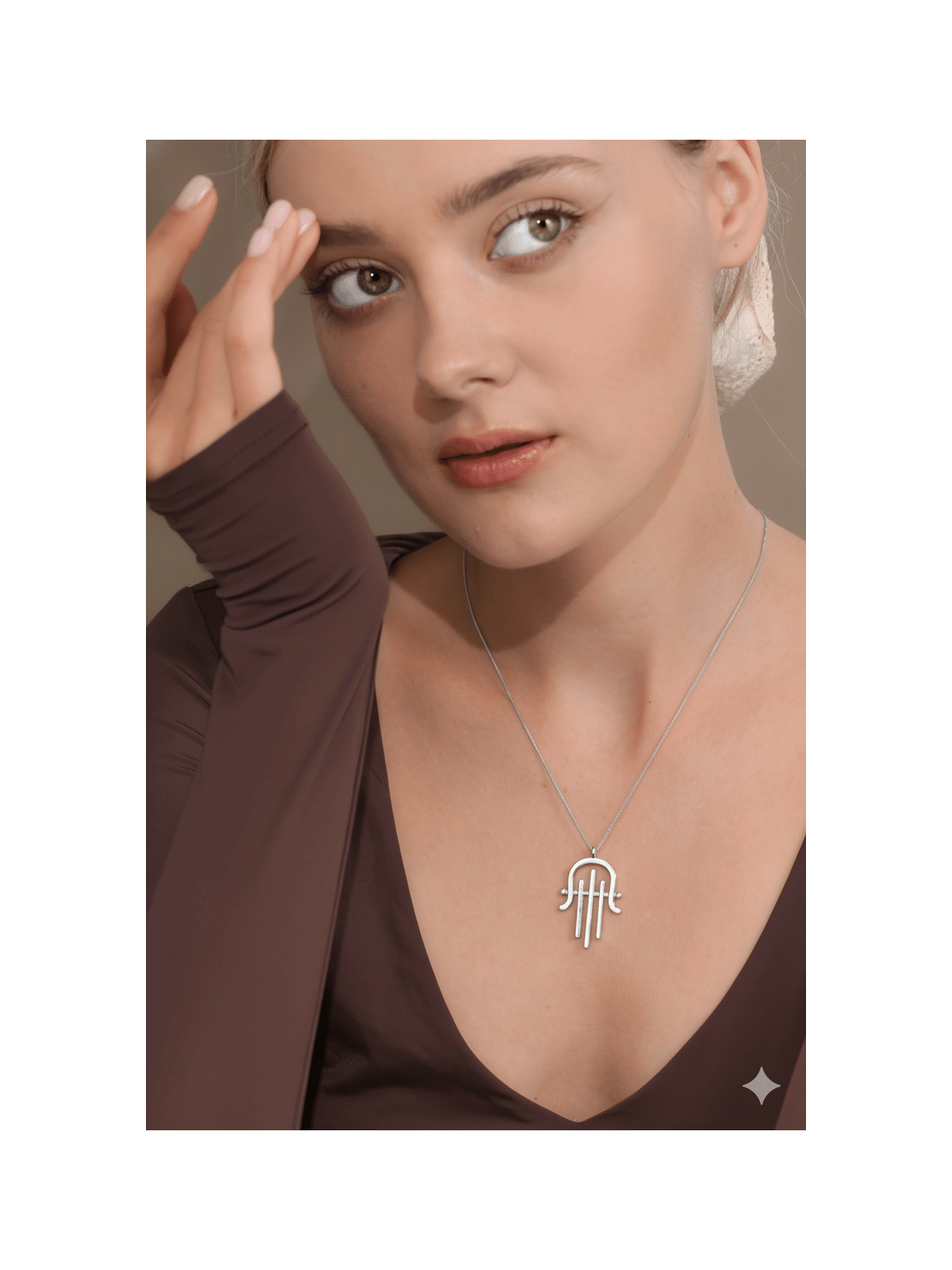 Oversized Modern Sleek Harp of David inspired Hams , Hamsa Jewelry , I