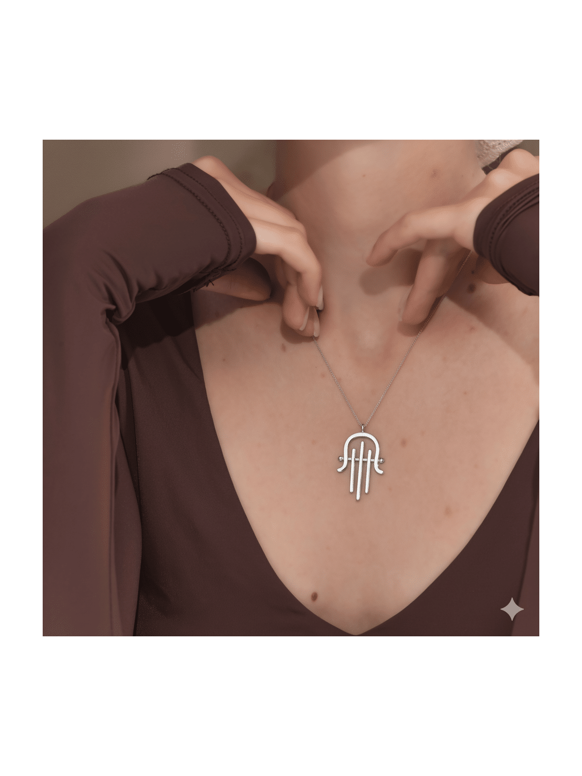 Oversized Modern Sleek Harp of David inspired Hams , Hamsa Jewelry , I