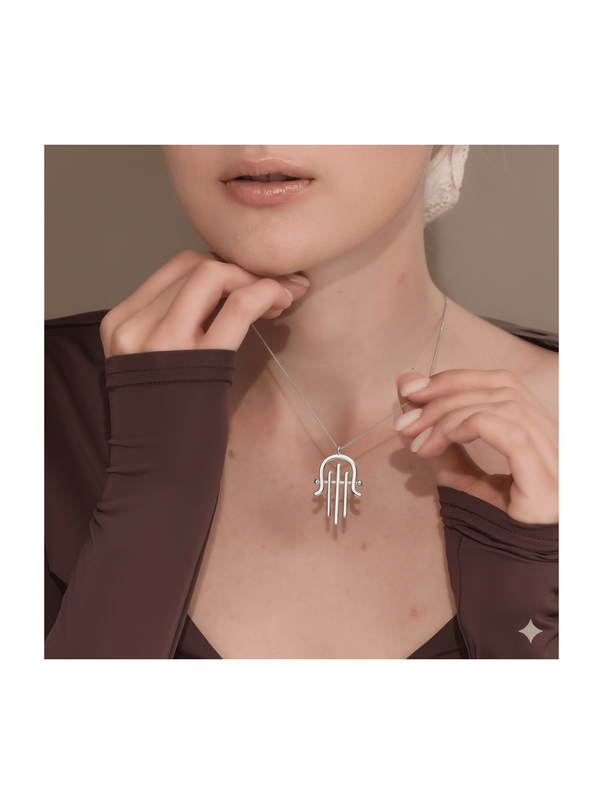 Oversized Modern Sleek Harp of David inspired Hams , Hamsa Jewelry , I