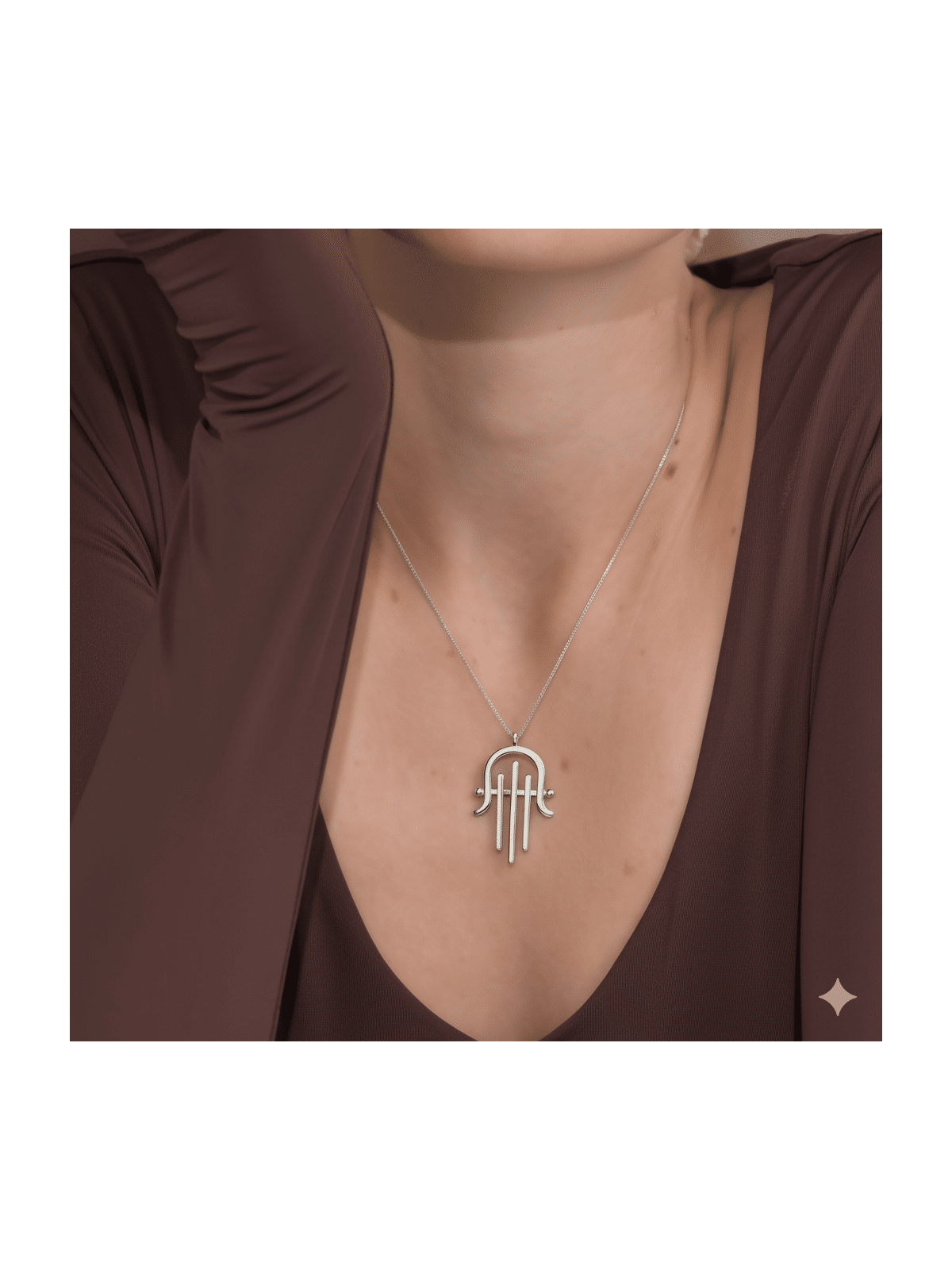 Harpe moderne et élégante surdimensionnée de David inspirée des jambons, bijoux Hamsa, I