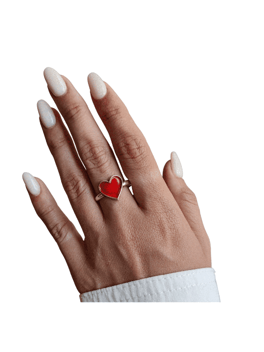 Bague délicate avec cœur en émail, cadeaux Tu B'Av, Judaica israélienne