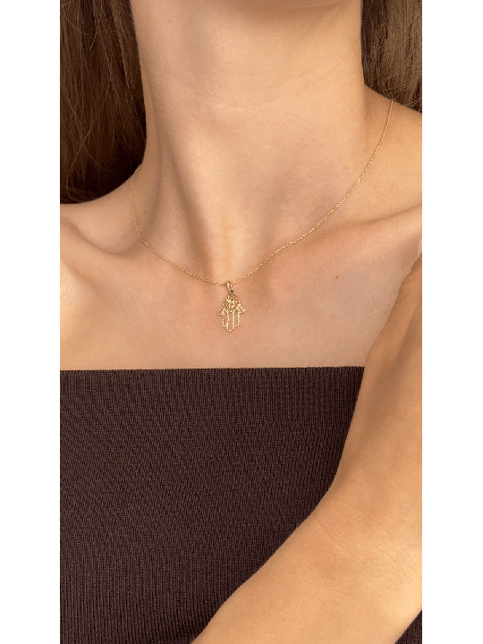 Délicat abordable 14k Gold Filigree Chai Hamsa N , Filigrane juif J