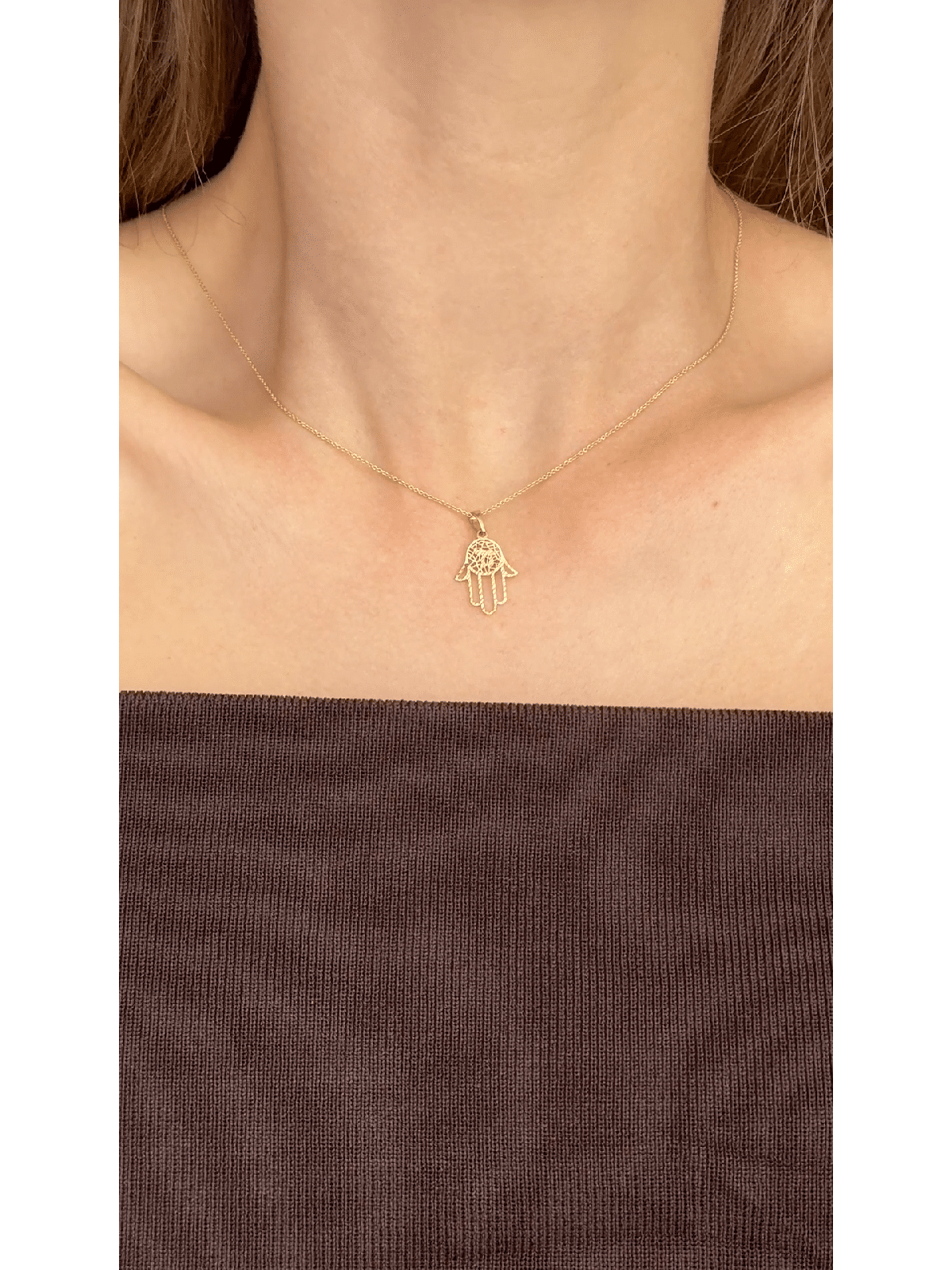 Delicate Affordable 14k Gold Filigree Chai Hamsa N , Jewish Filigree J