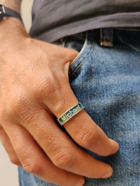 Thick Name Sterling Silver Ring , Tu B'Av Gifts , Israeli Judaica