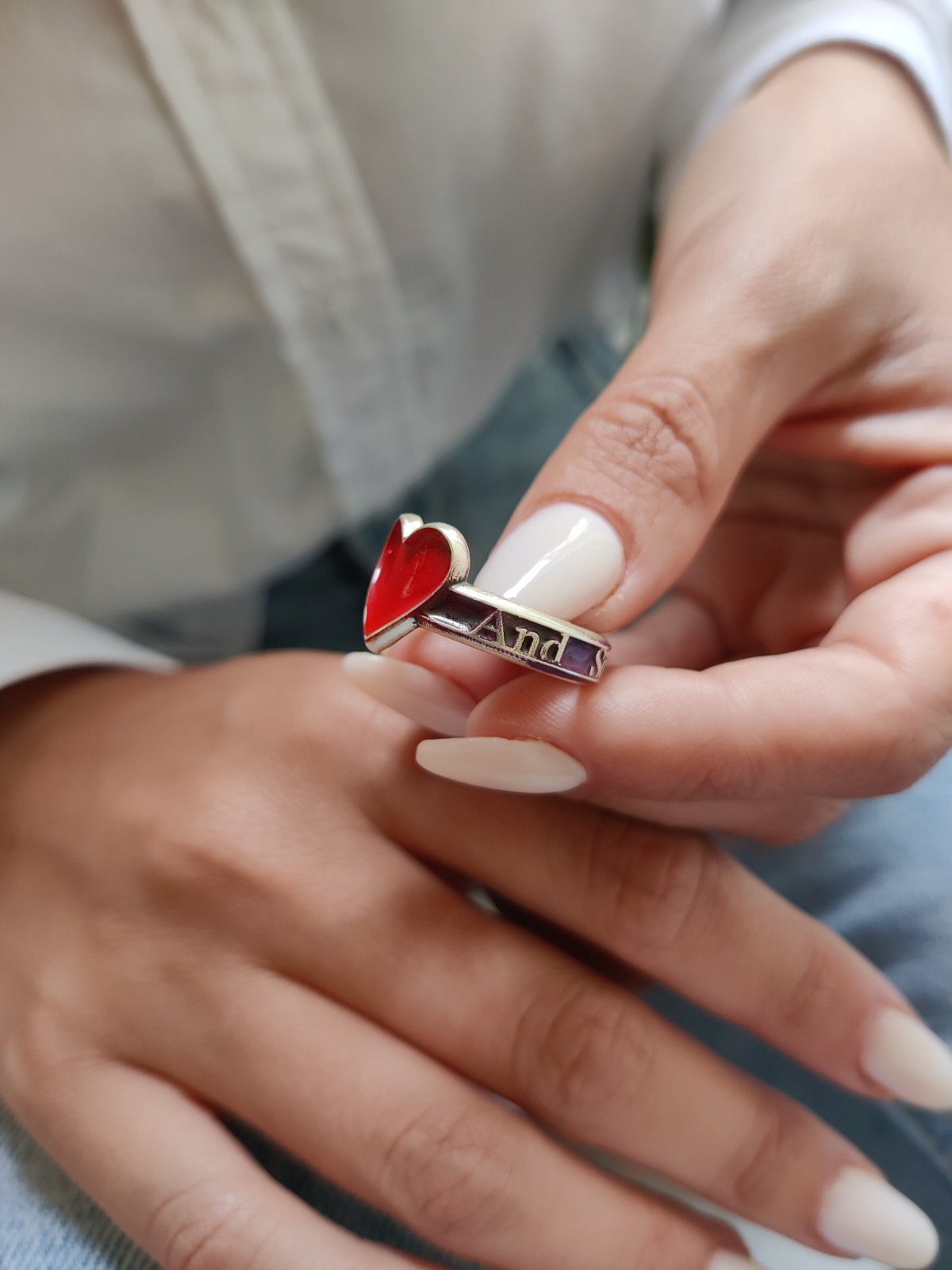 Love and Soul Heart Ring , Tu B'Av Gifts , Israeli Judaica