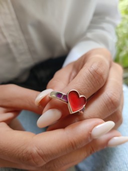 I Love you Heart Silver Ring , Tu B'Av Gifts , Israeli Judaica