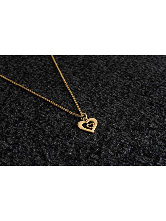 Yellow Gold Double Heart Pendant , Jewish Wedding Gifts , Israeli Juda