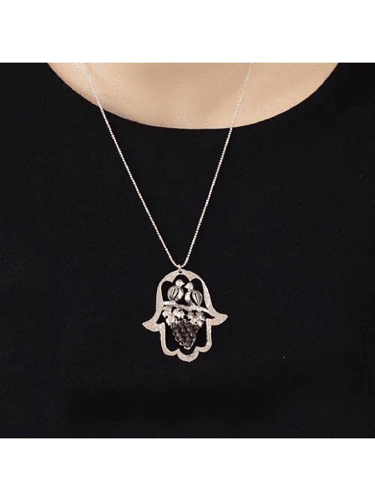 Pendentif Hamsa d'oiseaux aimants découpés, colliers de famille en argent sterling