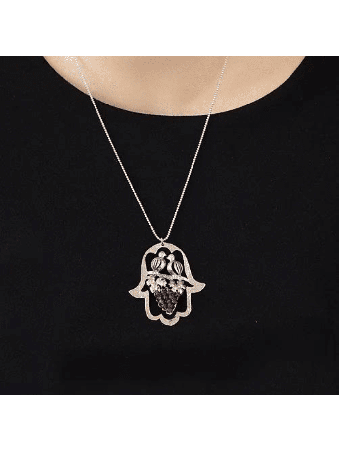 Pendentif Hamsa d'oiseaux aimants découpés, colliers de famille en argent sterling