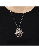 Pendentif Hamsa d'oiseaux aimants découpés, colliers de famille en argent sterling