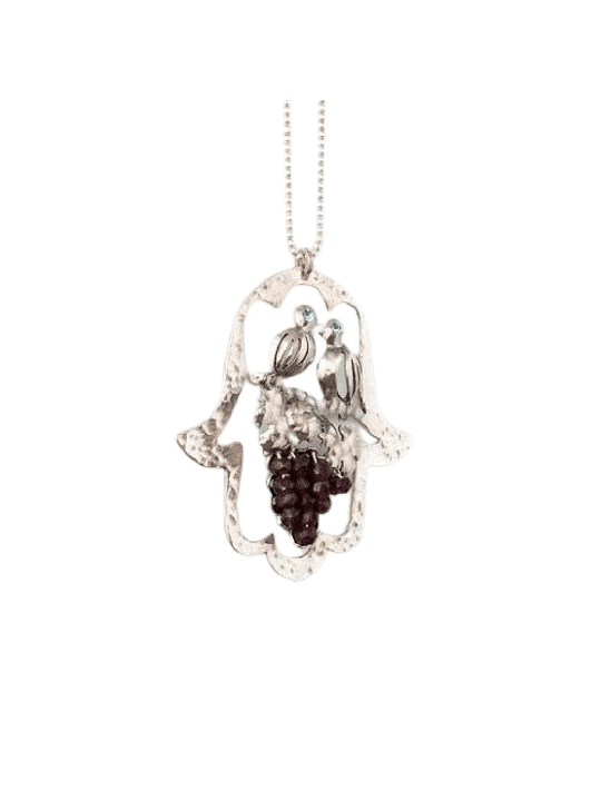Pendentif Hamsa d'oiseaux aimants découpés, colliers de famille en argent sterling