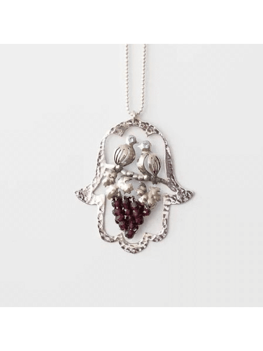 Pendentif Hamsa d'oiseaux aimants découpés, colliers de famille en argent sterling