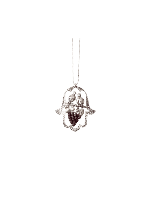 Pendentif Hamsa d'oiseaux aimants découpés, colliers de famille en argent sterling