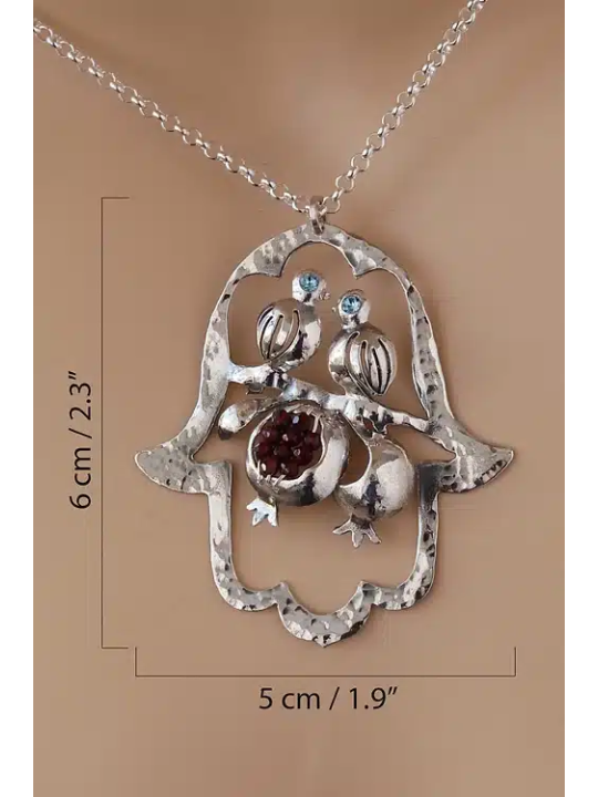 Pendentif découpé Hamsa avec deux oiseaux, collier familial en argent sterling