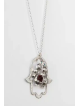 Pendentif découpé Hamsa avec deux oiseaux, collier familial en argent sterling