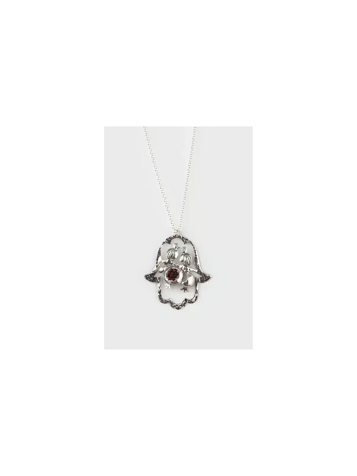 Pendentif découpé Hamsa avec deux oiseaux, collier familial en argent sterling