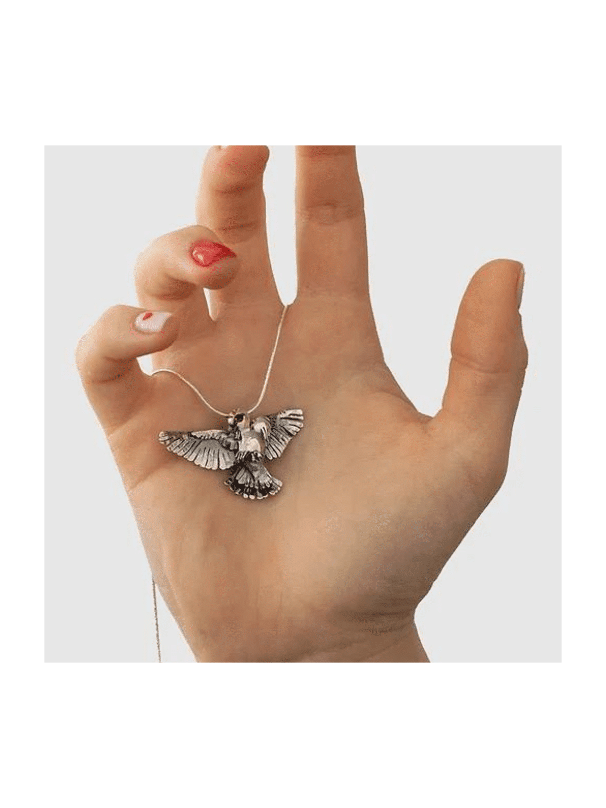 Collier d’oiseau en argent sterling avec œil en pierre Grant, argent sterling F