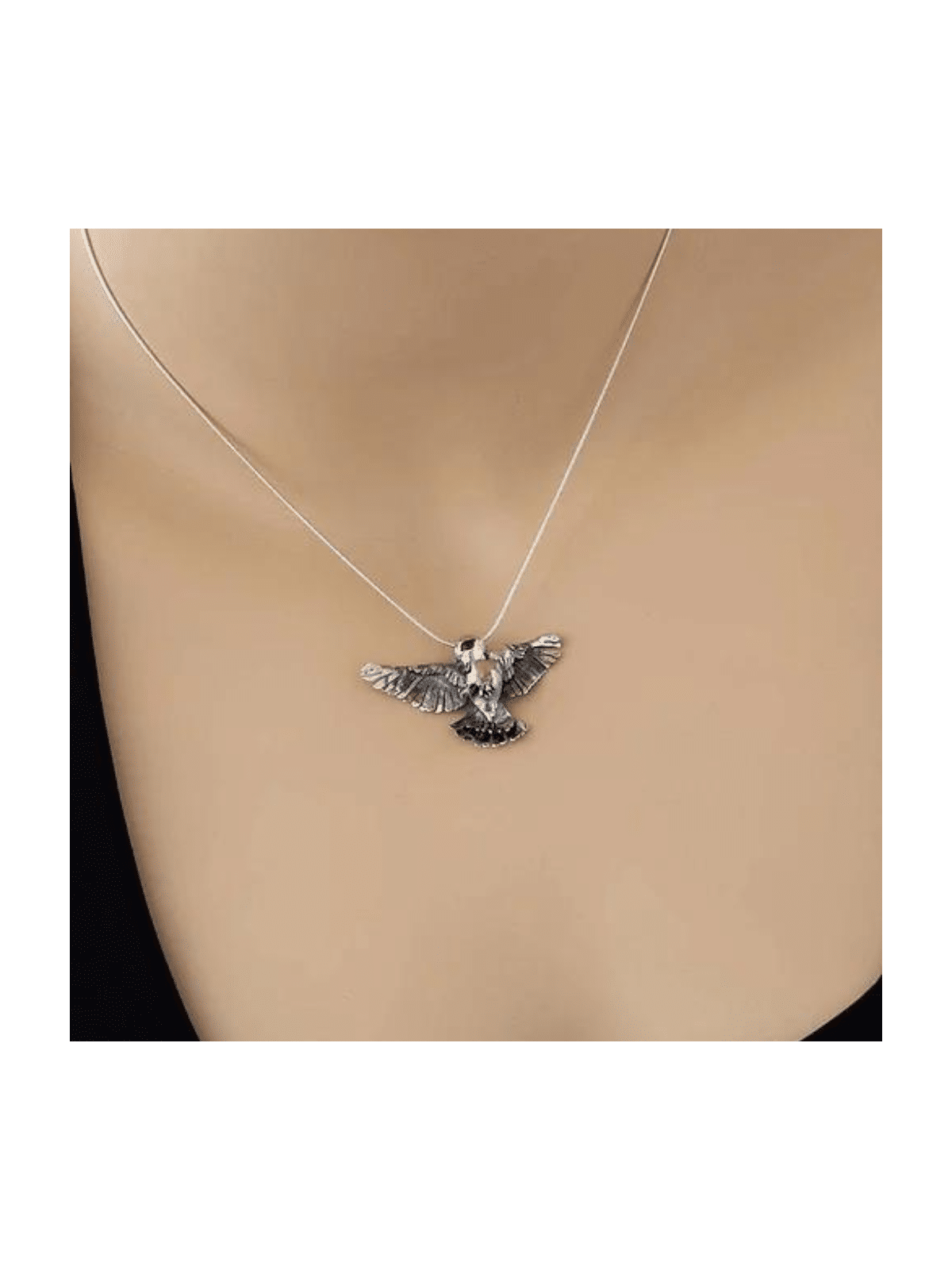 Collier d’oiseau en argent sterling avec œil en pierre Grant, argent sterling F