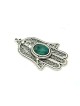 Hamsa Pendant Charm Featuring an Eilat Stone , Jewish Filigree Jewelry